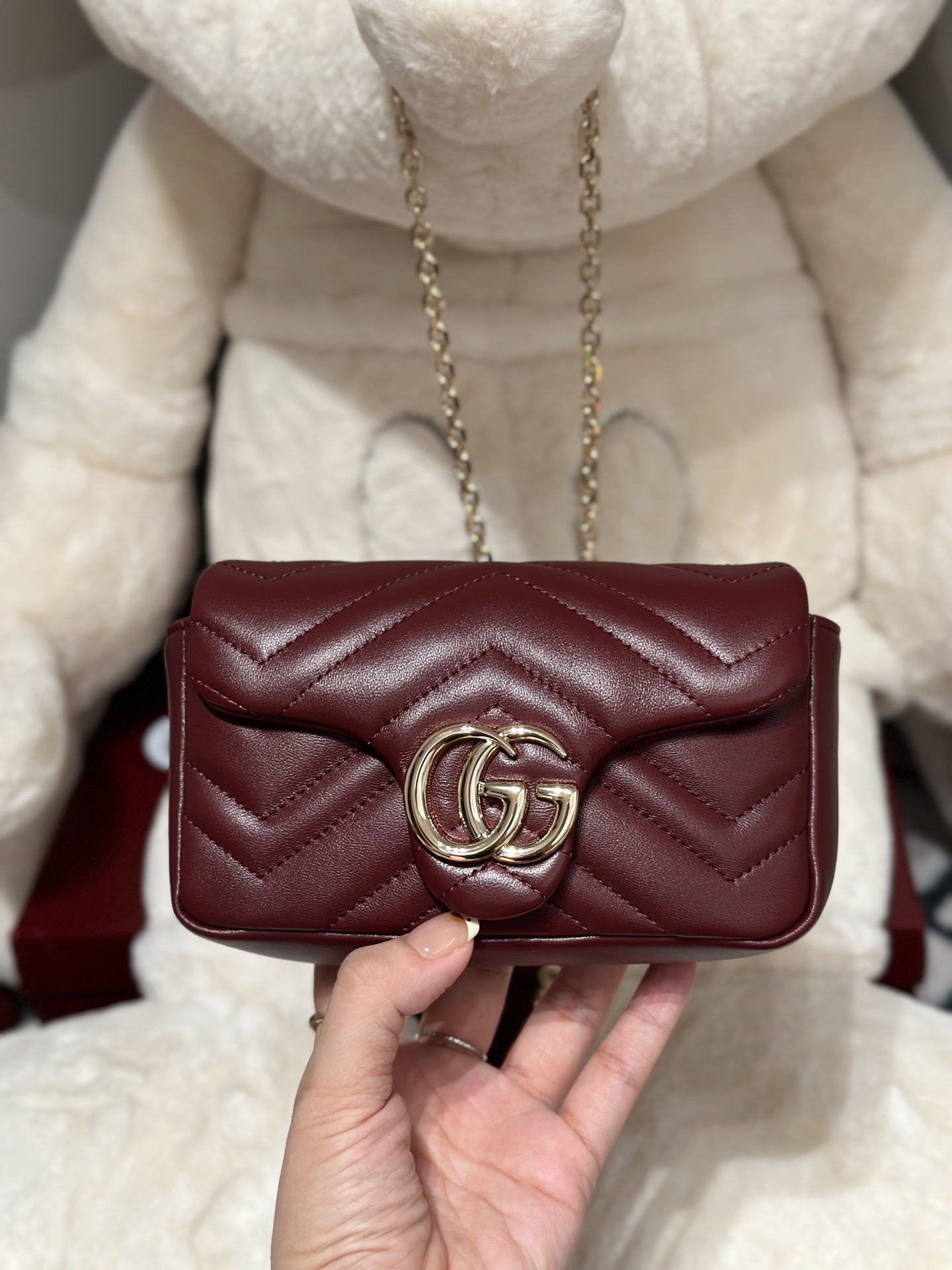 GUCCI新款品质，顶级原单货/原厂皮，原厂五金、实物实拍，款号：841290，颜色:安哥拉红皮，尺寸：W16.5xH9.5xD4.5cm